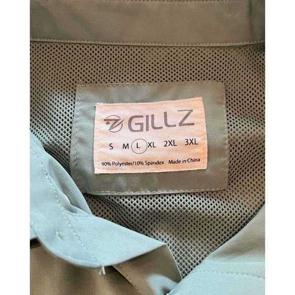 Gillz Men's UPF 30+ Long Sleeve Woven Button Up Shirt - Size L Green - Picture 4 of 4